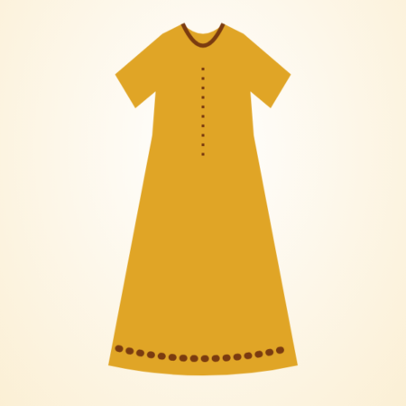 Mustard Block Print Straight Kurti